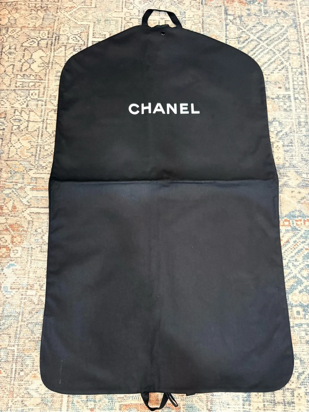 CHANEL Black Travel Garment Bag with White Logo